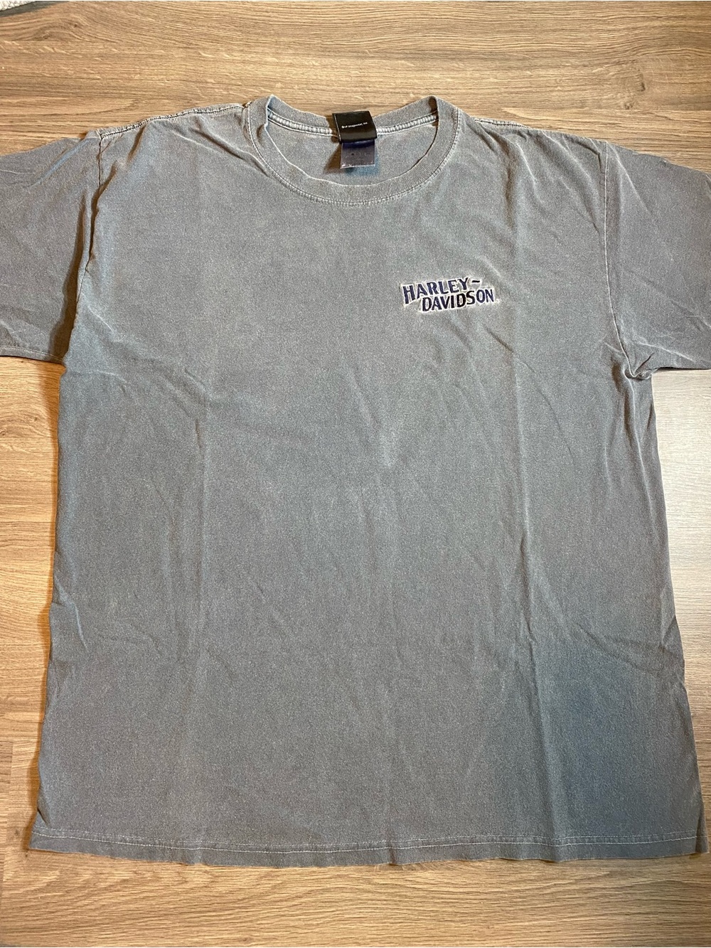 Harley-Davidson Men's Embroidered Blue-Grey Logo T-Shirt